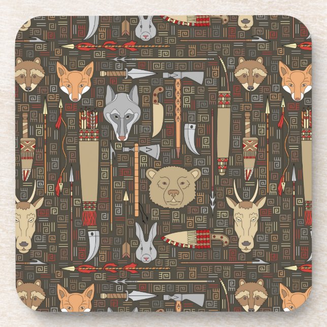 Dessous-de-verre Motif de chasse ethnique (Devant)