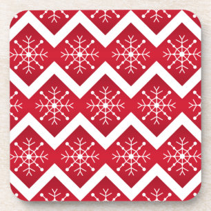 Dessous-de-verre Motif de Chevron de flocons de neige de Noël rouge