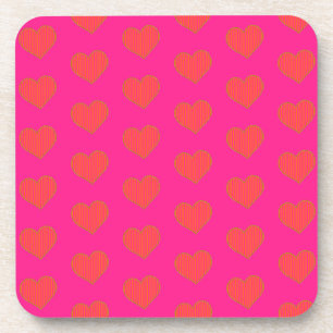 Dessous-de-verre Motif de coeur rose chaud