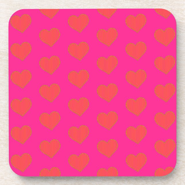 Dessous-de-verre Motif de coeur rose chaud (Devant)