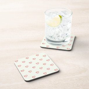 Dessous-de-verre Motif de cœurs rouges, Mignon, Amour