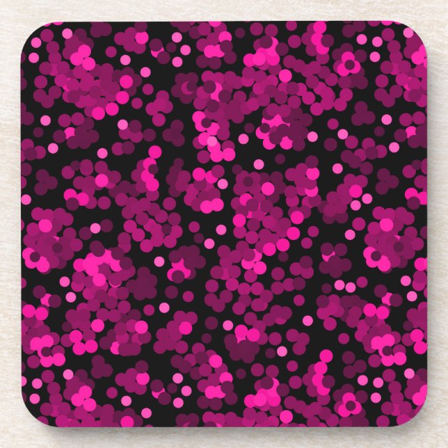 Dessous-de-verre Motif de confetti à pois rose et bordeaux (Devant)
