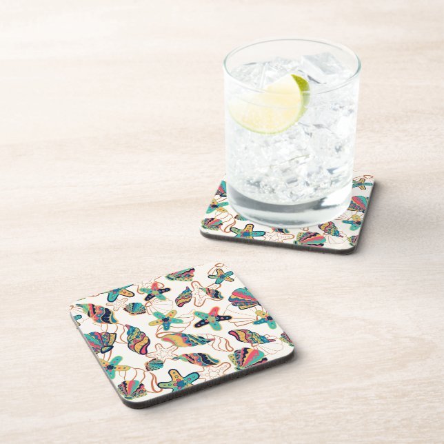 Dessous-de-verre Motif de coquillages colorés (Côté Droit)