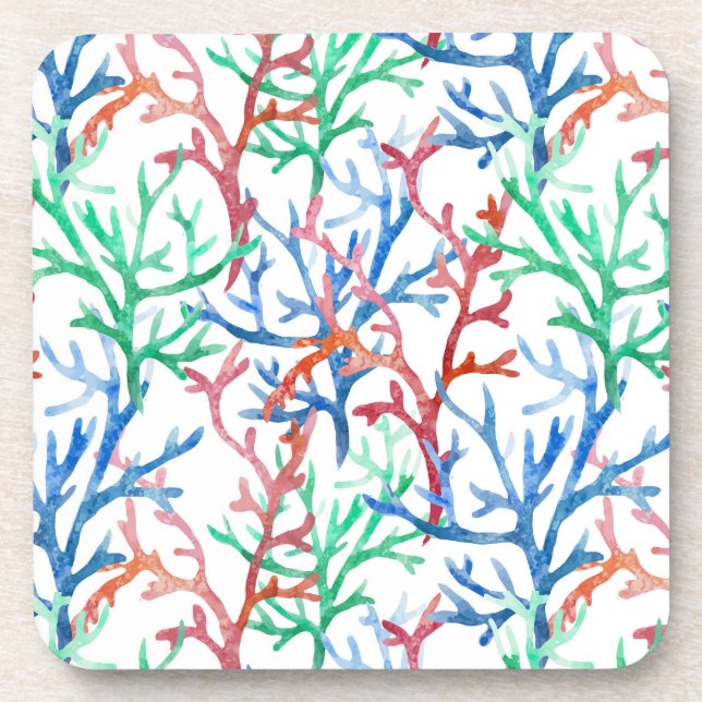 Dessous-de-verre Motif de corail d'aquarelle (Devant)