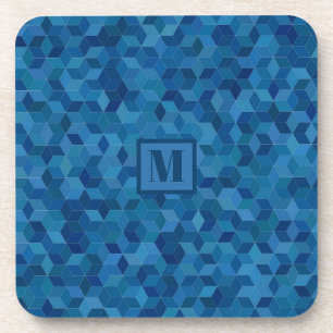 Dessous-de-verre Motif de cube bleu 3D Monogram