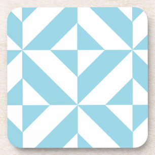 Dessous-de-verre Motif de cube géométrique bleu océan