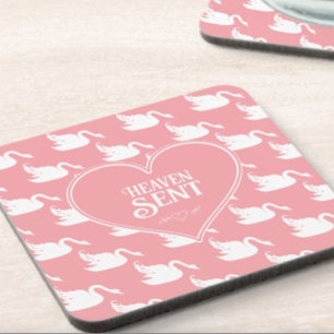 Dessous-de-verre Motif de cygne rose et blanc pour Baby shower