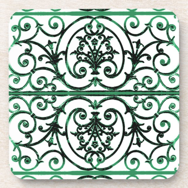 Dessous-de-verre Motif de défilement vert et blanc (Devant)