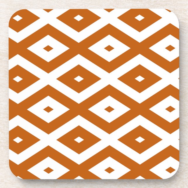 Dessous-de-verre Motif de diamant orange et blanc brûlé (Devant)