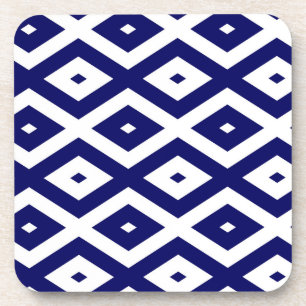 Dessous-de-verre Motif de diamants bleu et blanc de la marine