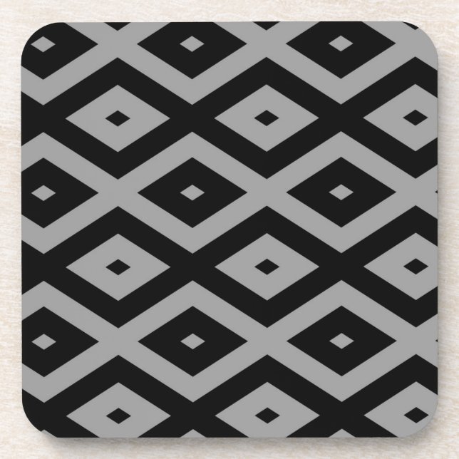 Dessous-de-verre Motif de diamants gris et noir (Devant)