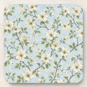 Dessous-de-verre Motif de fleur de cornouiller du Sud sur fond bleu