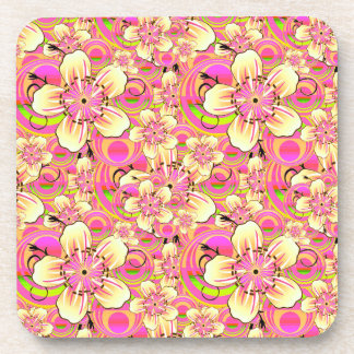 Dessous-de-verre motif de fleur rose groovy