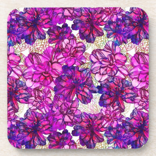 Dessous-de-verre Motif de fleurs abstrait de rose et de pourpre