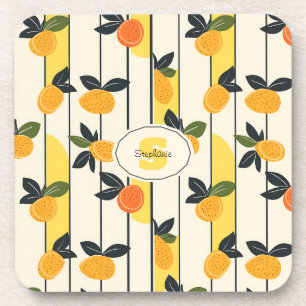 Dessous-de-verre Motif de fruits d'agrumes avec Feuilles verts (2)