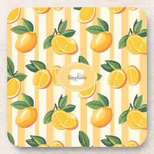 Dessous-de-verre Motif de fruits d'agrumes avec Feuilles verts (3)