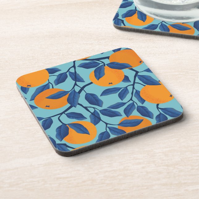 Dessous-de-verre Motif de la branche orange bleue (Côté gauche)