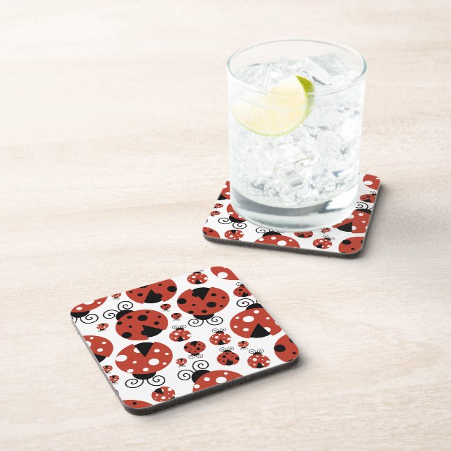 Dessous-de-verre Motif De Ladybugs, Mignons Ladybugs, Red Ladybugs (Côté Droit)