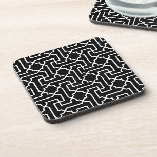 Dessous-de-verre Motif de mosaïque marocaine noir et blanc