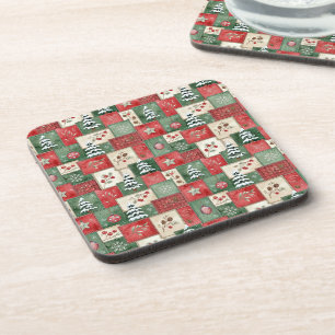 Dessous-de-verre Motif de Noël en patchwork de campagne
