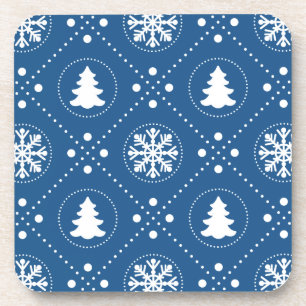 Dessous-de-verre Motif de Noël Festif Bleu Blanc d'hiver