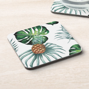 Dessous-de-verre Motif de palmier de jungle à l'aquarelle tropicale
