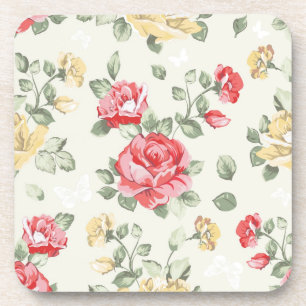 Dessous-de-verre Motif de papier peint d'élégance des roses roses