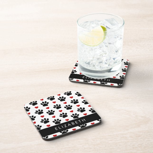 Dessous-de-verre Motif De Pâtes, Pâtes Noires, Coeurs Rouges, Votre (Côté Droit)