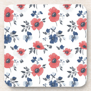 Dessous-de-verre Motif de pépites d'aquarelle - Rouge, Bleu et Blan