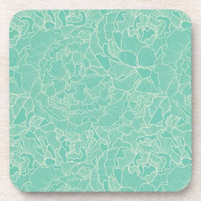 Dessous-de-verre Motif de pivoine de turquoise (Devant)