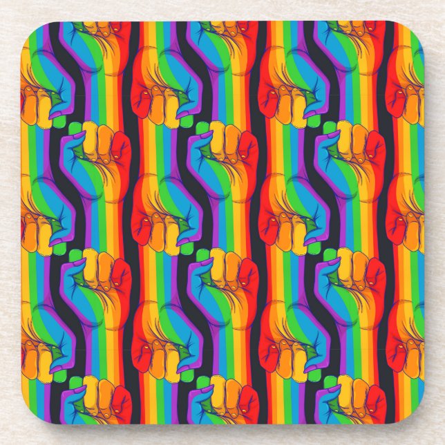 Dessous-de-verre Motif de poing arc-en-ciel (Devant)
