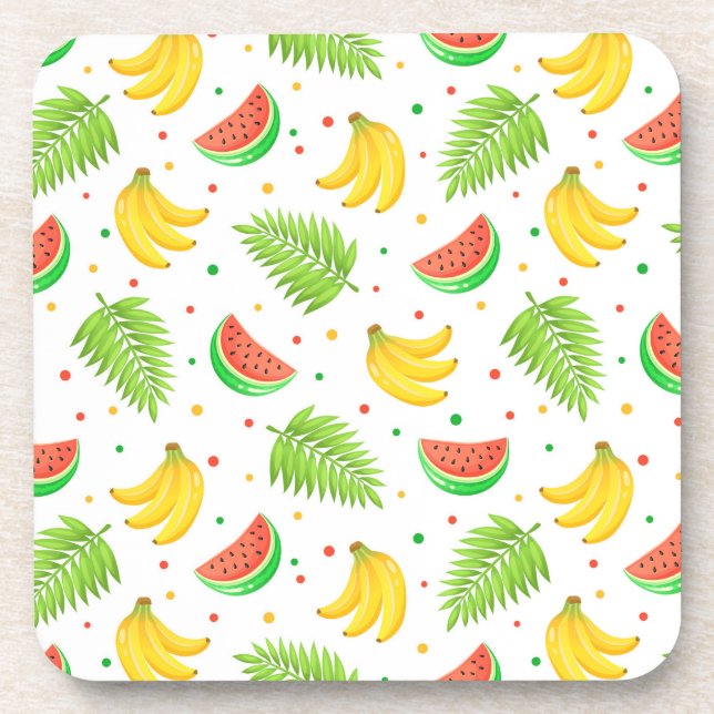 Dessous-de-verre Motif de Pointe Polka aux fruits tropicaux (Devant)