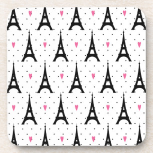 Dessous-de-verre Motif de pois et de coeurs de Tour Eiffel