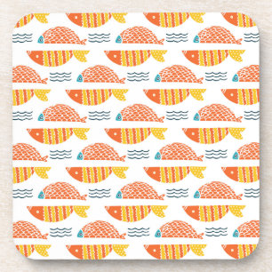 Dessous-de-verre Motif de poissons de natation d'art populaire