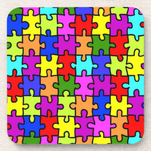 Dessous-de-verre Motif de puzzle arc-en-ciel coloré