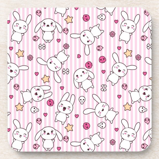 Dessous-de-verre motif de rayures de kawaii (Devant)