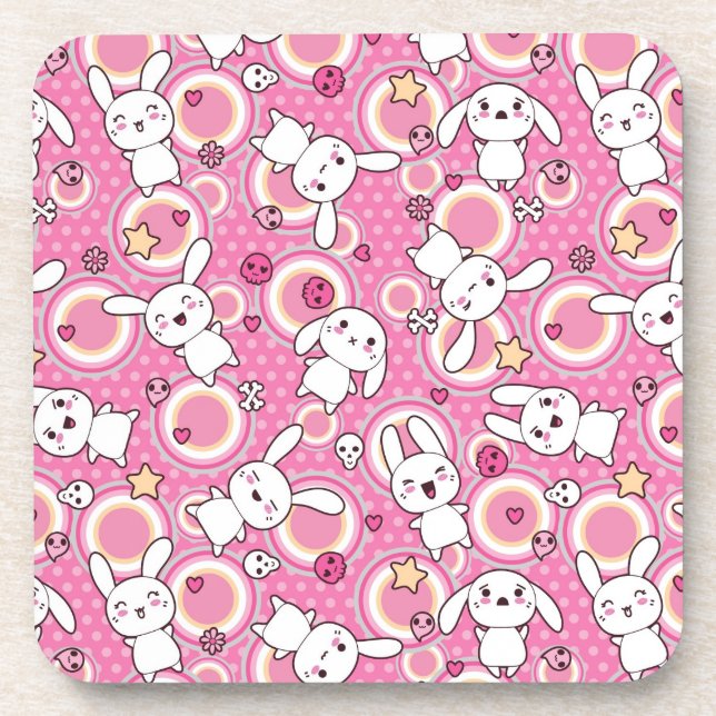 Dessous-de-verre motif de rose de kawaii (Devant)