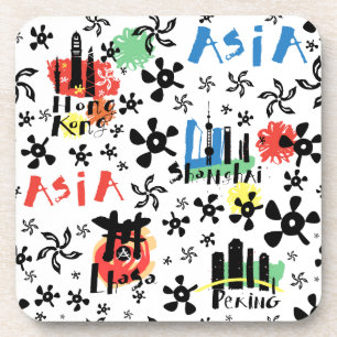 Dessous-de-verre Motif de symboles de l'Asie  