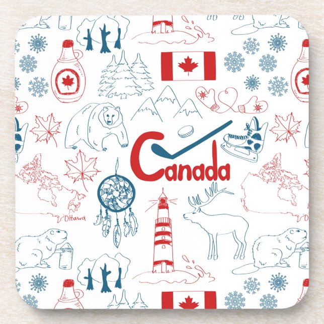 Dessous-de-verre Motif de symboles du Canada | (Devant)