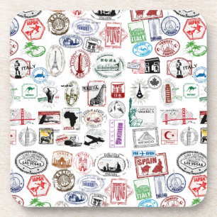 Dessous-de-verre Motif de timbres de voyage