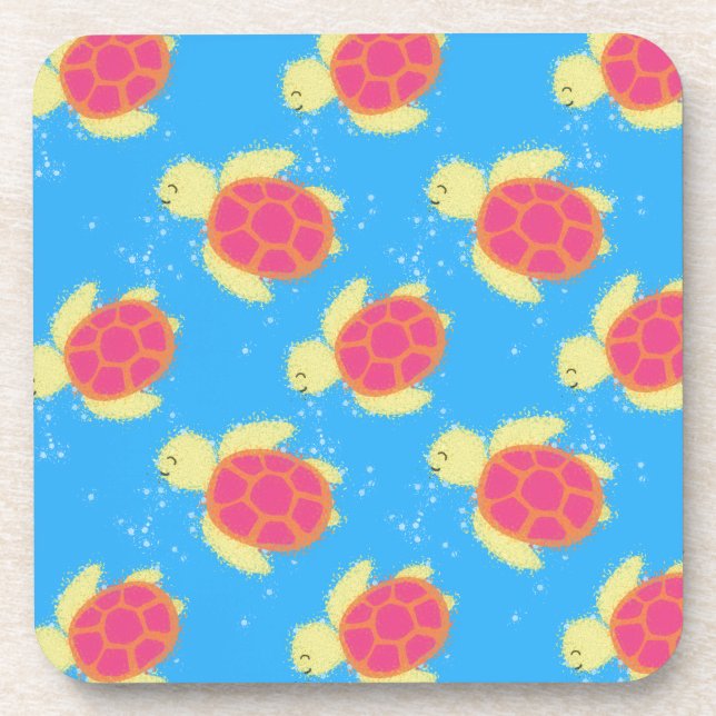 Dessous-de-verre Motif de Tortue Marine Mignonne (Devant)