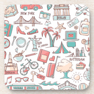 Dessous-de-verre Motif de touristes en pastel