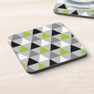 Dessous-de-verre Motif de triangles géométriques gris vert citron n