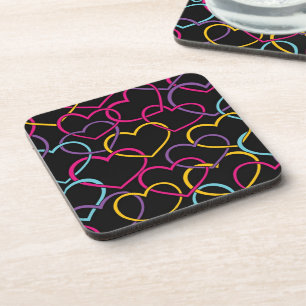 Dessous-de-verre Motif de Valentine avec des coeurs de couleur