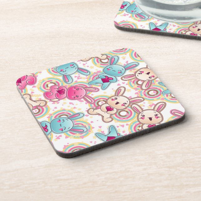 Dessous-de-verre Motif d'enfant de Kawaii avec des griffonnages (Côté gauche)