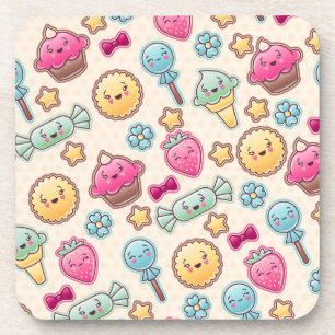 Dessous-de-verre Motif d'enfant de Kawaii avec des griffonnages