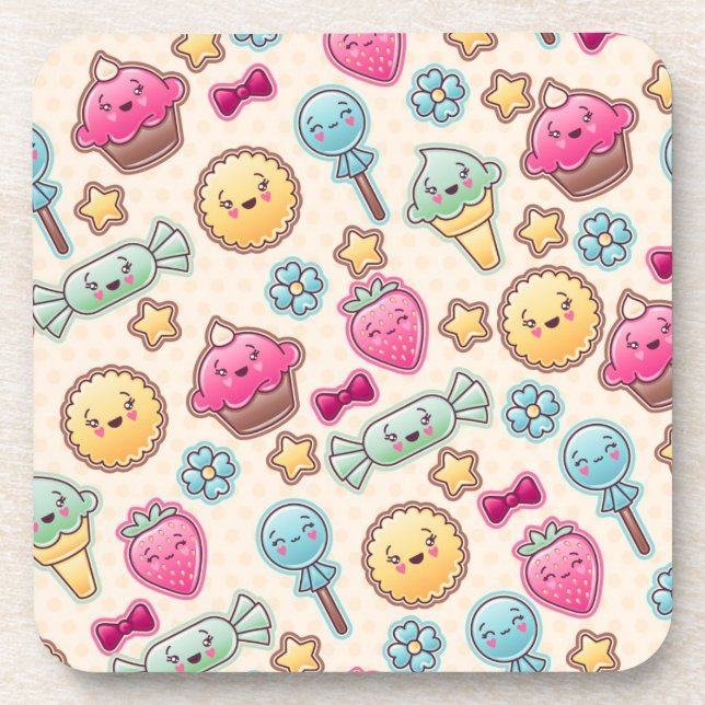 Dessous-de-verre Motif d'enfant de Kawaii avec des griffonnages (Devant)
