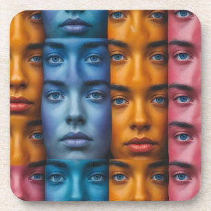 Dessous-de-verre Motif des faces colorées