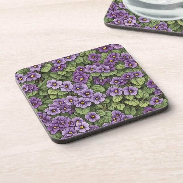 Dessous-de-verre Motif des fleurs de violet d'Afrique (Côté gauche)