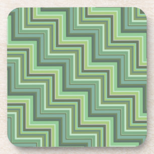 Dessous-de-verre Motif d'escalier à rayures vert olive